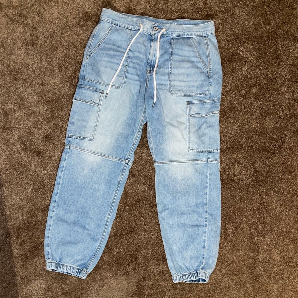 American Eagle Cargo Denim Joggers Size 14